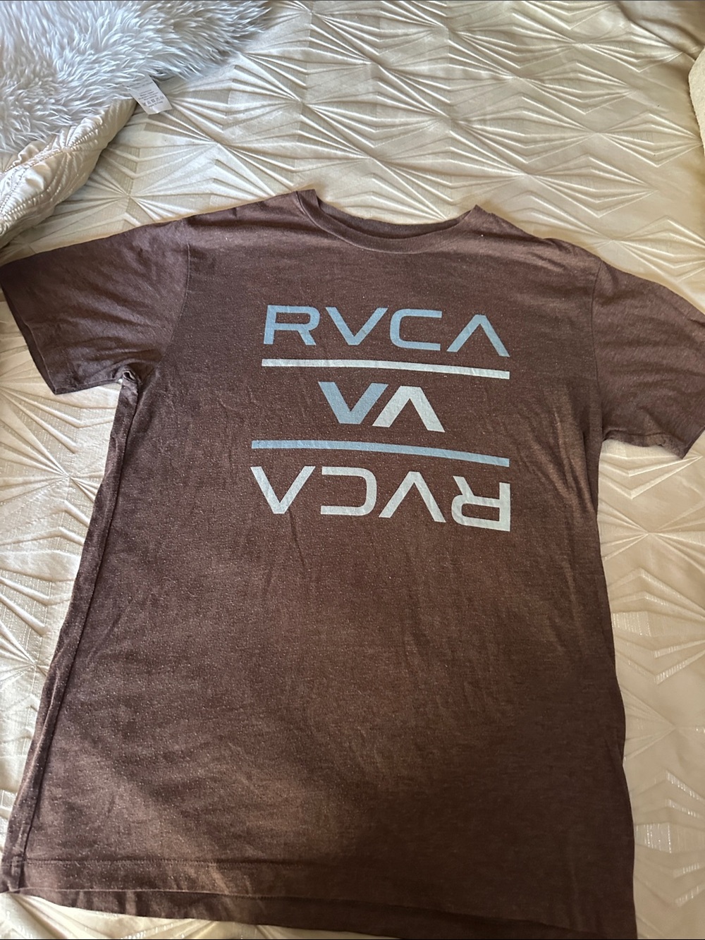 1 for $10 or 3 for $21//RVCA Brown Short-Sleeve Tee with Light Blue Logo